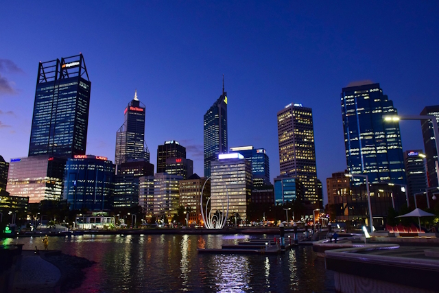 the skyline of perth australia